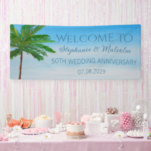 Tropischer Strand Sommer 50. Hochzeitstag Banner