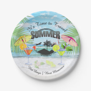 Tropischer Strand, Sommer-Ferien personalisiert Pappteller