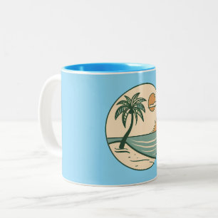 Tropischer Strand-Sonnenuntergang-Kaffeebecher Zweifarbige Tasse
