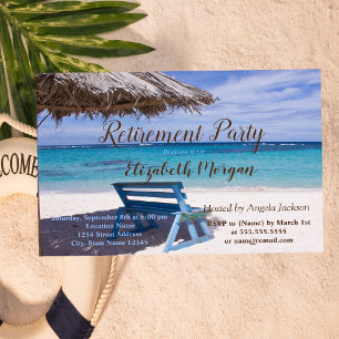 Tropischer Strand, Stuhl Ruhestandsparty Einladung