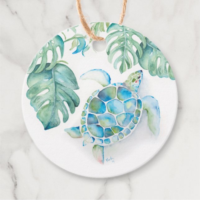 Tropischer Strand Türkisblau Geschenkanhänger (Vorderseite)