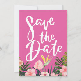 Tropischer Strand und Hochzeit in Urlaubsort Save The Date