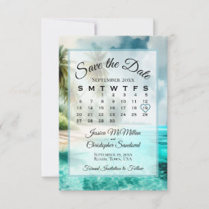 Tropischer Strand Wasserfarbe Chic Kalender Hochze Save The Date