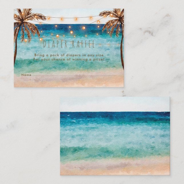 Tropischer Strand Windeln Raffelumschließkarte Begleitkarte (Vorne/Hinten)