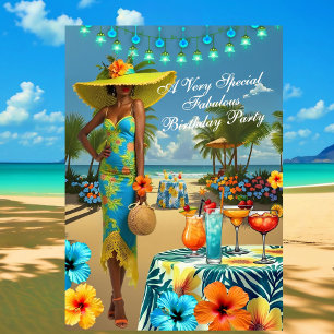 Tropischer Strand Wunderbarer Geburtstag Hibiskus Einladung