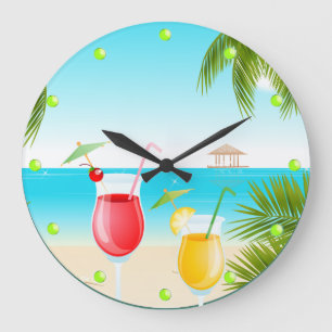 Tropischer Strandcocktail Rundwand Uhr