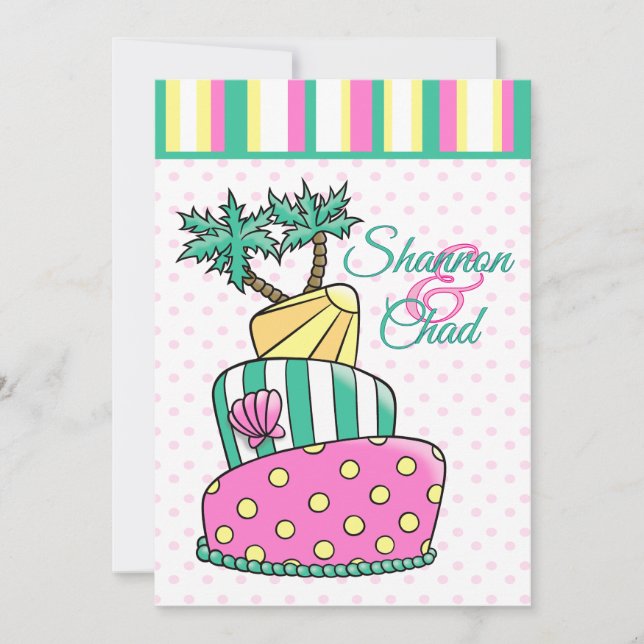 Tropischer Strandkuchen Einladung (Vorderseite)