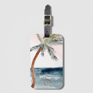 Tropischer Strandpalmen-Monogramm Gepäckanhänger