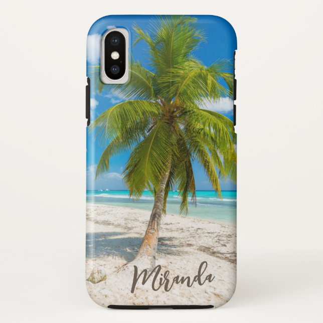 Tropischer Strandpalmenbaum Personalisiert Case-Mate iPhone Hülle (Rückseite)