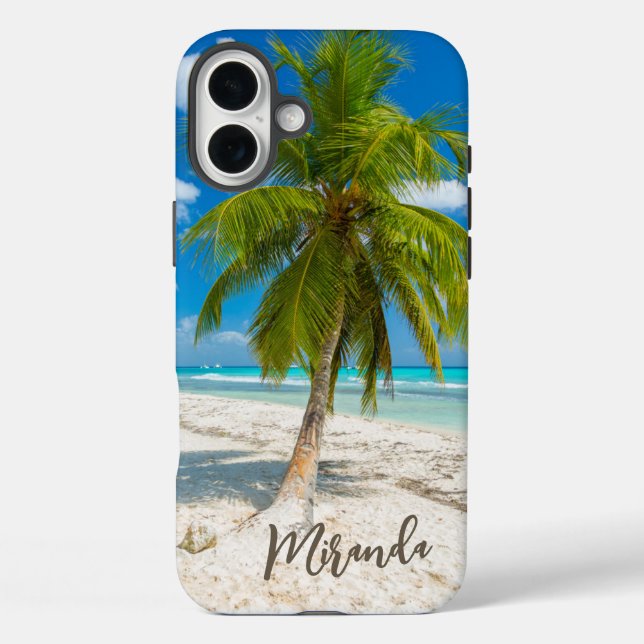Tropischer Strandpalmenbaum Personalisiert Case-Mate iPhone Hülle (Rückseite)