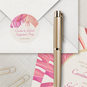 Tropischer Strandrosa Runder Aufkleber