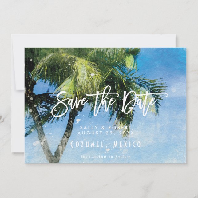 tropischer Strandsommer Save the Date wedding Dankeskarte (Vorderseite)