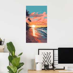 Tropischer Strandsonnenuntergang Poster