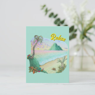 Tropischer Strandsonnenuntergang Postkarte