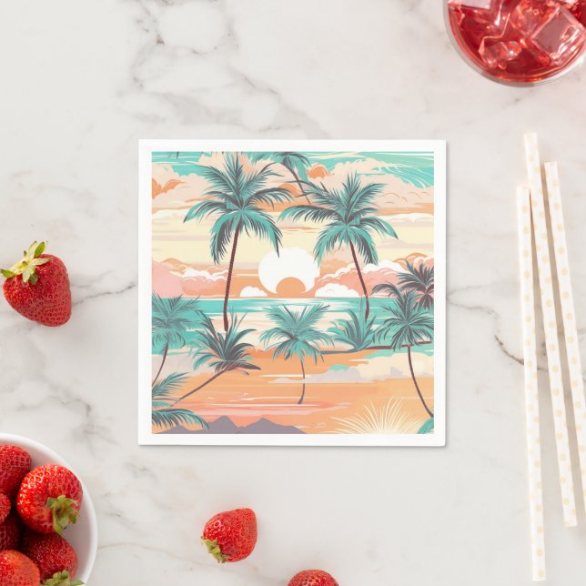 Tropischer Strandsonnenuntergang Serviette (Beispiel)