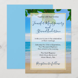Tropischer Strandurlaub Insel-Hochzeit Einladung