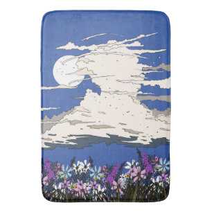 Tropischer Sturm und Blumen Badematte