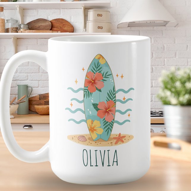 Tropischer Surfer - Hibiskus Träume Kaffeetasse (Von Creator hochgeladen)