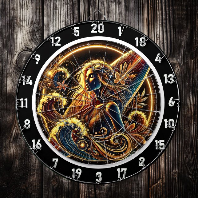 Tropischer Surfer mit Golden Sunset Art Dartscheibe (Von Creator hochgeladen)