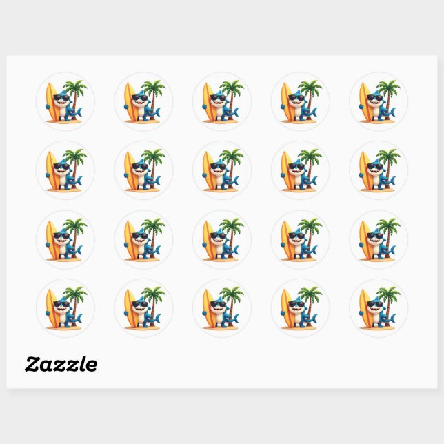 Tropischer Surfhai 🦈 Fun Beach Vibes Sticker (Blatt)