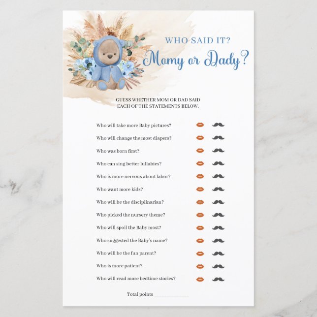 Tropischer Teddybär Pampasgras Mommy oder Daddy (Vorderseite)