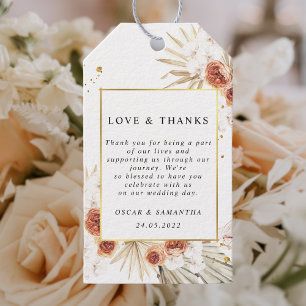 Tropischer Terracotta-Goldrahmen aus Palmblättern Geschenkanhänger