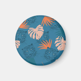 Tropischer Tiger auf Tiefblau Magnet