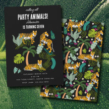 Tropischer Tiger Black Jungle Safari Kindergeburts