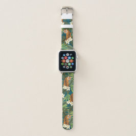 Tropischer Tiger Hawaiian Palm Dschungel Aquamarin Apple Watch Armband
