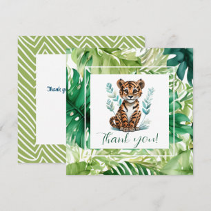 Tropischer Tiger und Jungle Foliage Babydusche Dankeskarte