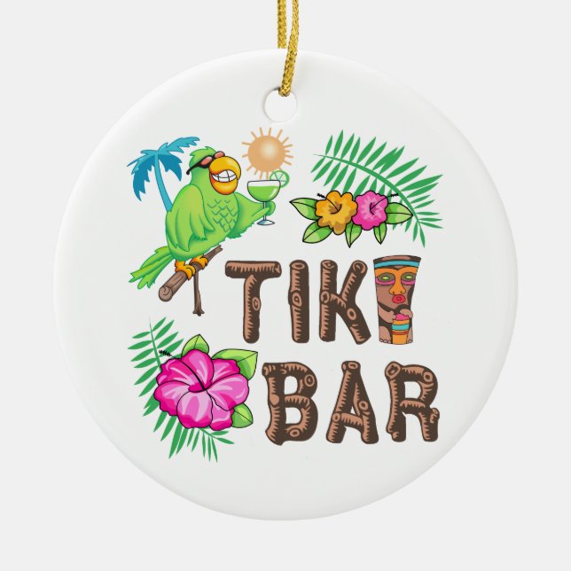 TROPISCHER TIKI-BAR KERAMIK ORNAMENT (Vorne)