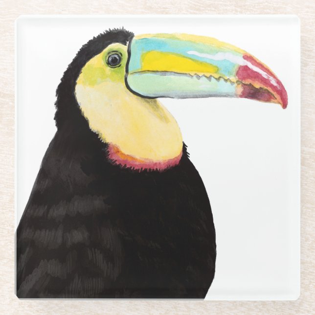 Tropischer Toucan Bird Glasuntersetzer (Vorderseite)