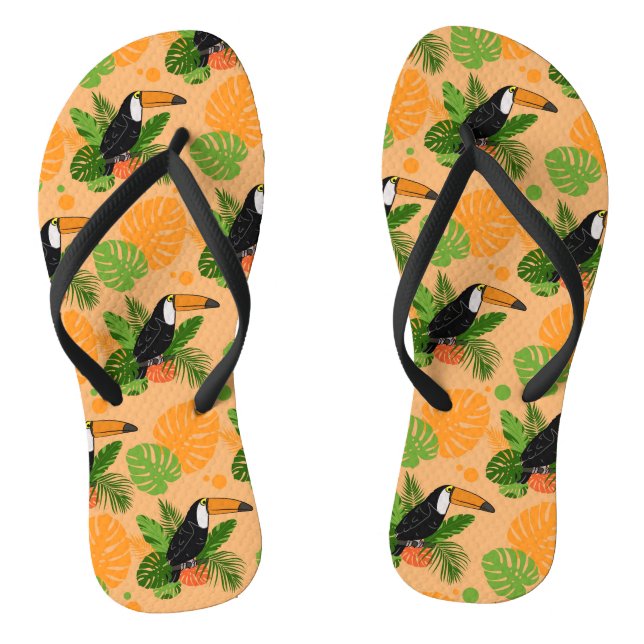 Tropischer Toucan Bird Nahtloses Muster Flip Flops (Fußbett)
