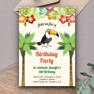 Tropischer Toucan Geburtstagsparty Einladung