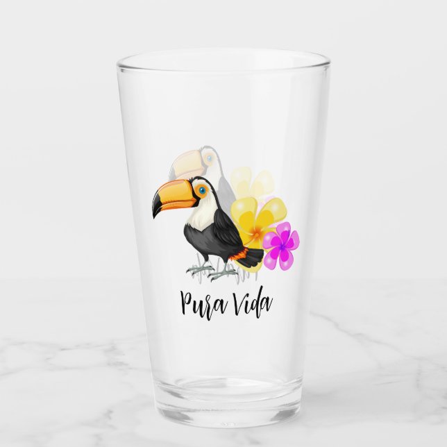 Tropischer Toucan Pura Vida Drink Glass Tumbler (Vorderseite)