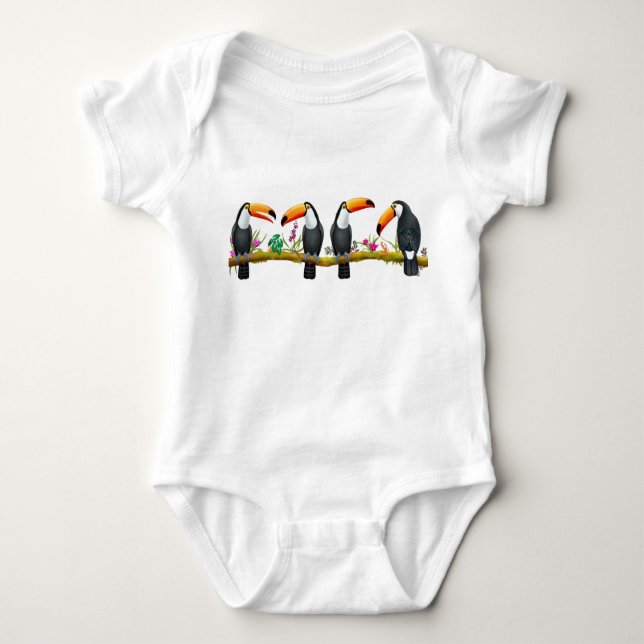 Tropischer Toucan Vogel-Baby-Einteiler Baby Strampler (Vorderseite)
