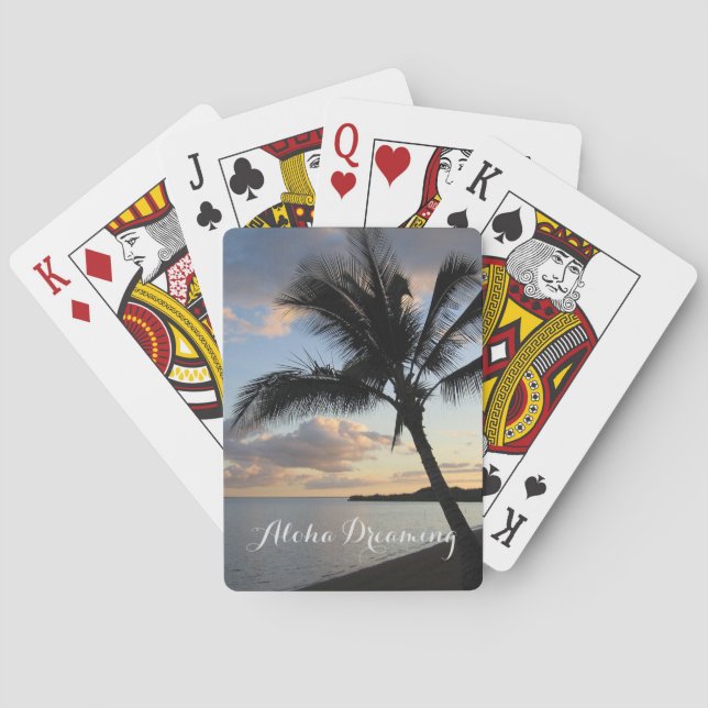 Tropischer träumender Palmen-Ozean Aloha Spielkarten (Rückseite)