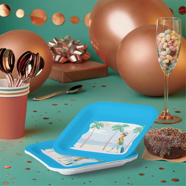 Tropischer Urlaub Reisende Spaß Beach Reisen Pappteller (Von Creator hochgeladen)