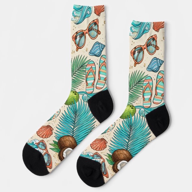 Tropischer Urlaub. Socken (Linkes Detail)