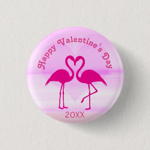 Tropischer Valentinstag Flamingo Rosa Gewohntes Ja Button