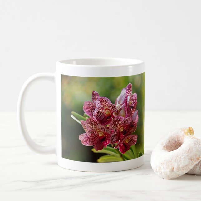 Tropischer Vanda-Orchideen-Cluster Kaffeetasse (Mit Donut)