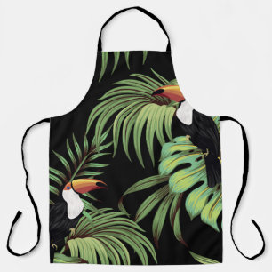 Tropischer Vintage-Tukan, nahtlose Floralmuster mi Schürze