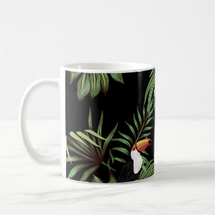 Tropischer Vintage-Tukan, palmwedelblumennaht Kaffeetasse