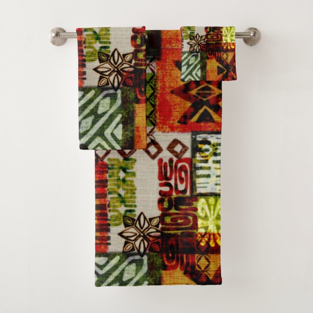 Tropischer Vintager 60er Hawaiisches Barktuch  Badhandtuch Set (Insitu)