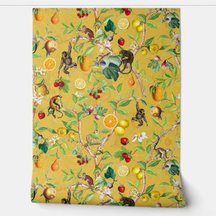 Tropischer Vintager Affen Gartenanlage Chinoiserie Tapete