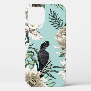 Tropischer Vintager Kran, Papagei, Lotusblume Case-Mate iPhone Hülle