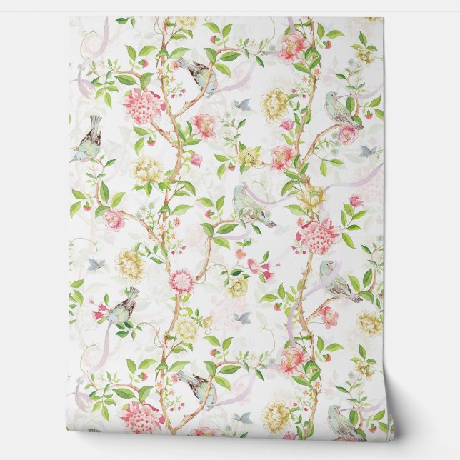 Tropischer Vintager Rokoko Garden Chinoiserie Tapete (Abrollen)