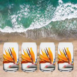 Tropischer Vogel der Paradies Pflanze Blumen Dosenglas