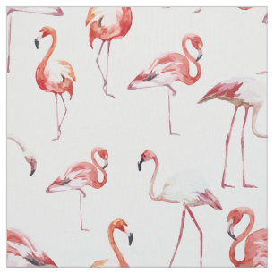 Tropischer Vogel des Aquarellflamingo-Musters Stoff