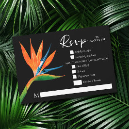 Tropischer Vogel des Paradieses Botanische Hochzei RSVP Karte